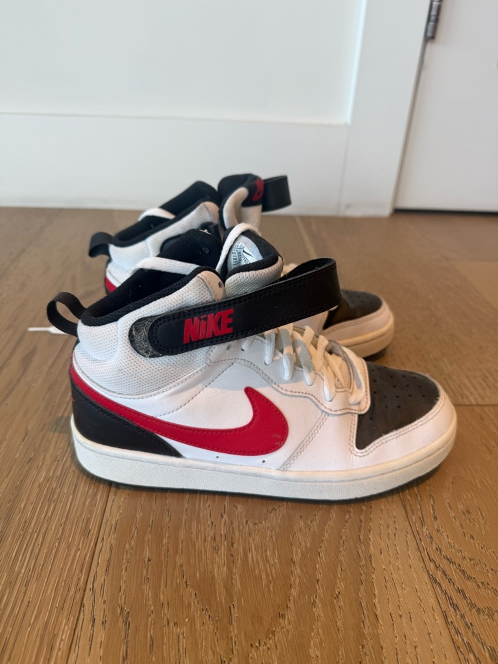 Nike Kids White, Red & Black Mid-Top Sneakers